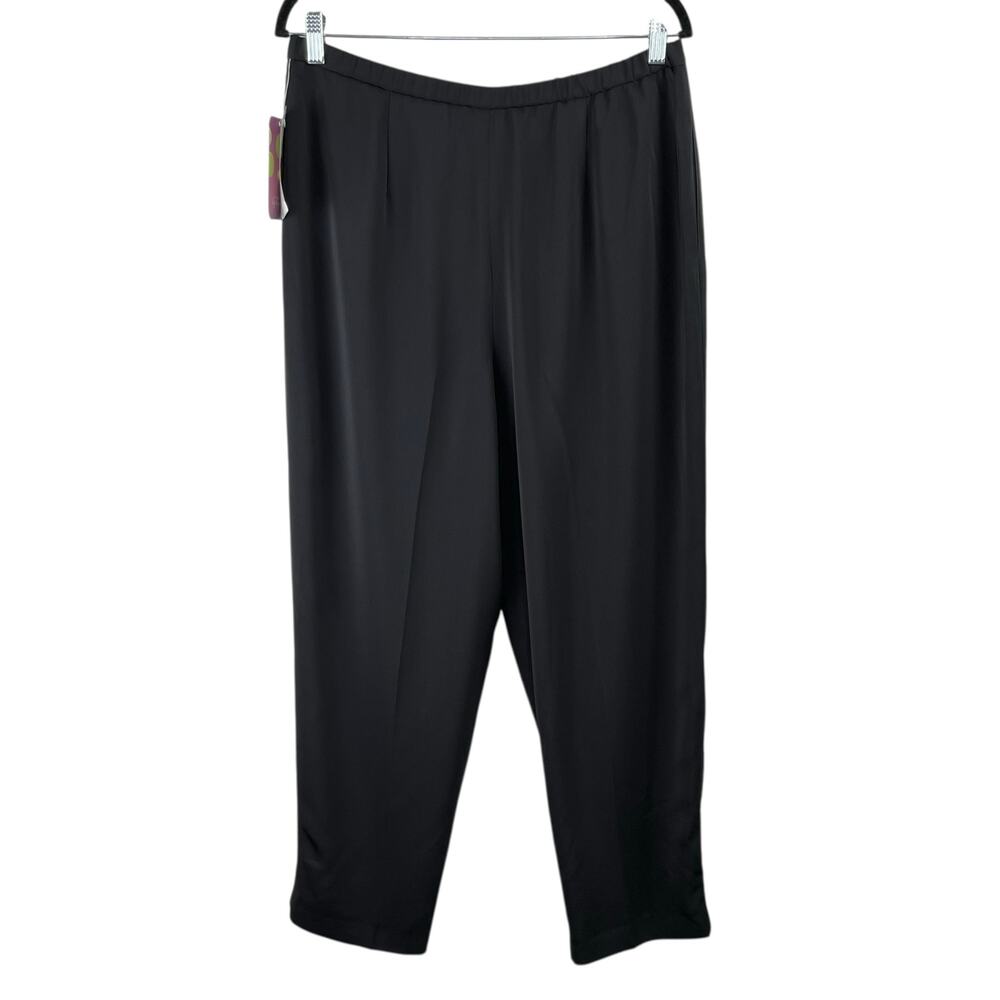 Vintage 90s Kathy Levine High Rise Straight Leg Dress Pants Black Petite L NWT